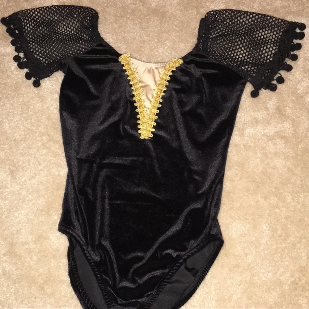 Dansco Velvet Leotard with Mesh sleeves Child sz LC
